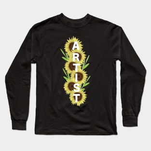 ARTIST Sunflower Design Long Sleeve T-Shirt